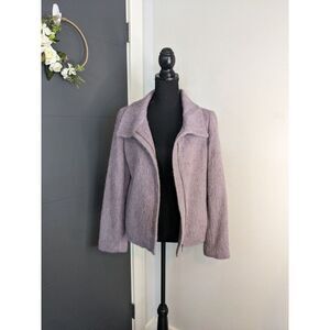 Talbots The Jackie Purple Moto Funnel‎ Neck Wool/Mohair Blend Jacket - 8